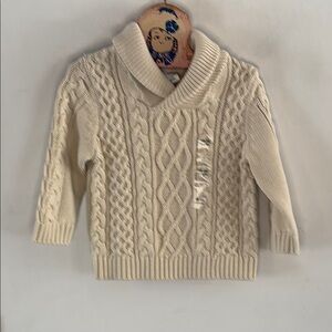 Baby Gap oatmeal cable ribbed knit shawl collar sweater Size 18-24 months